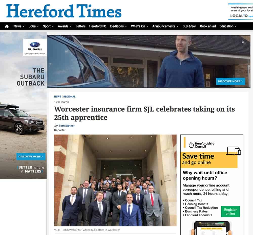 Appreticeships-SJL-Insurance-Hereford-Times