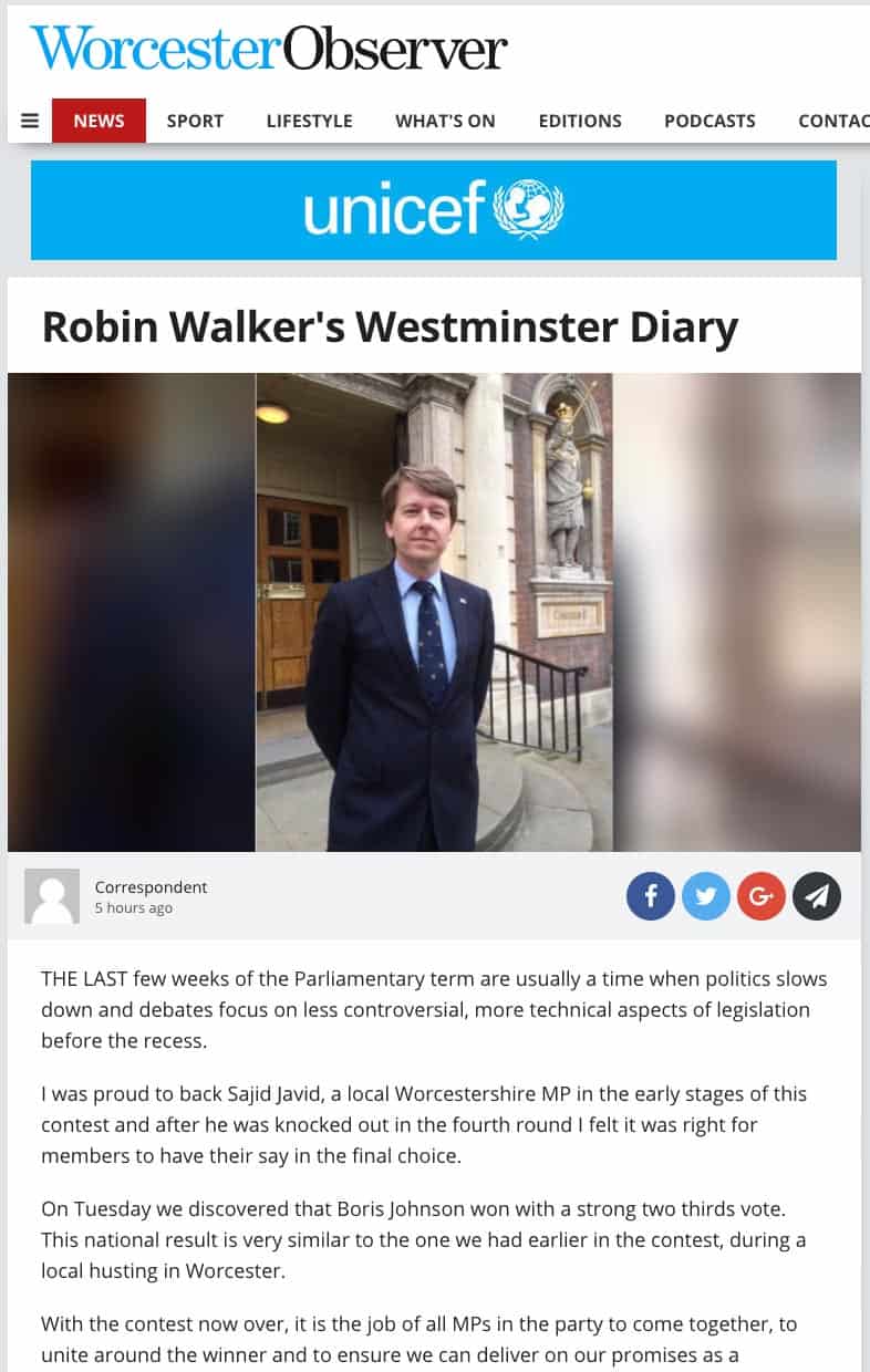 Worcester-Observer-Unicef-Robin-Walkers-Westminster-Diary-SJL-Insurance